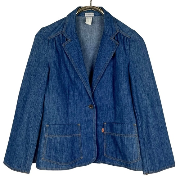 LEVI'S ORANGE TAB VINTAGE 70'S DENIM SINGLE BUTTON NOTCH COLLAR BLAZER JACKET - Picture 4 of 15